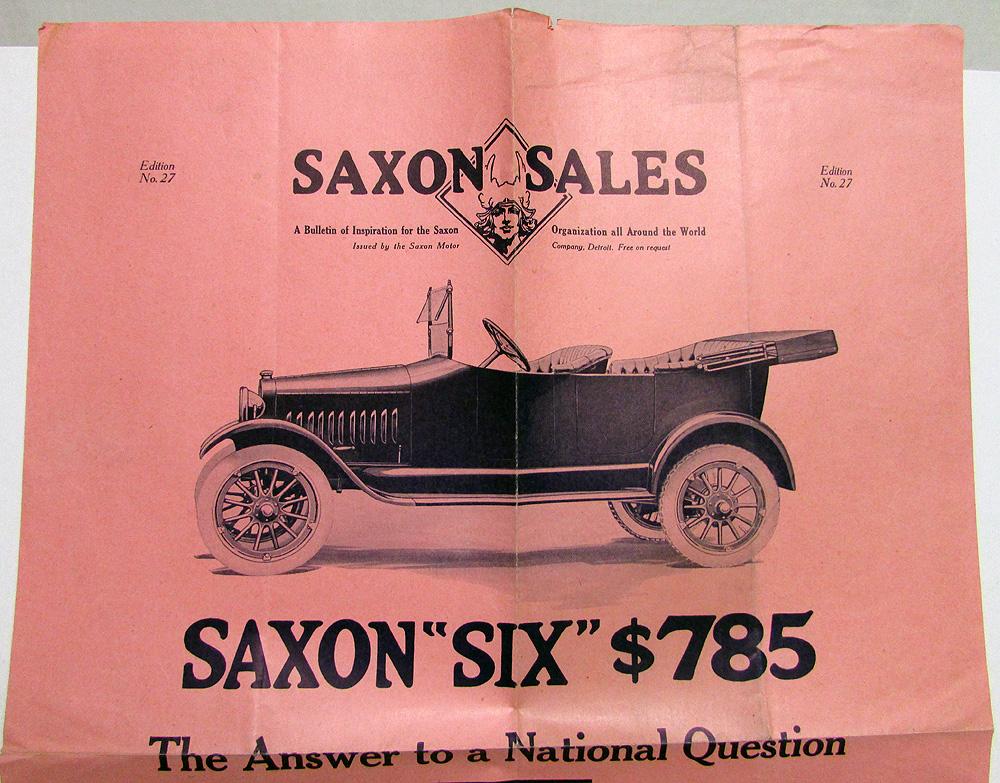 1916 Saxon Six Dealer Large Sales Flyer Poster Edition No 27 5