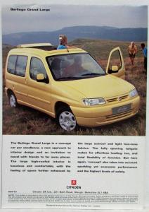 1997 Citroen Berlingo Concept Vehicles Folder/Poster - UK Market