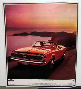 1967 Chevrolet New Camaro Sales Brochure - Rally Sport SS 350 396 REVISED