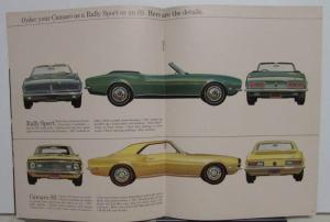 1968 Chevrolet Camaro Sales Brochure Hugger SS RS 396 Options Features Original