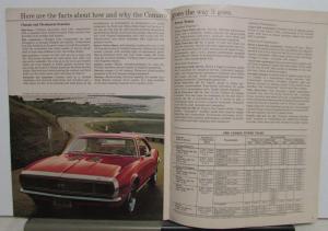 1968 Chevrolet Camaro Sales Brochure Hugger SS RS 396 Options Features Original