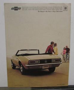 1968 Chevrolet Camaro Sales Brochure Hugger SS RS 396 Options Features Original
