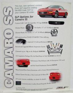 2001 Chevrolet Camaro SS Optional Equipment from SLP Info Sheet