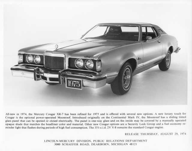 1975 Mercury Cougar XR-7 Press Photo 0126