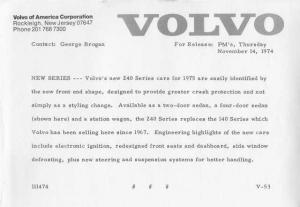 1975 Volvo 240 Series Cars Press Photo and Release 0020