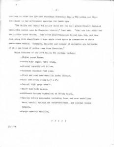 1979 Chevrolet Malibu Police Car Press Photo and Release 0484