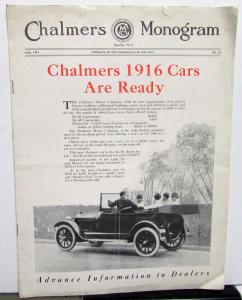 Chalmers Monogram July 1915 Edition Dealer Newsletter 1916 Models Introduction