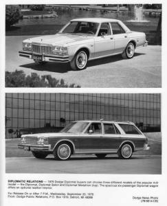 1979 Dodge Diplomat Medallion and Station Wagon Press Photo 0167