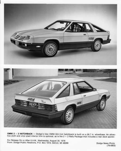 1979 Dodge Omin 2+2 Hatchback Press Photo 0182