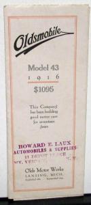1916 Oldsmobile Model 43 Dealer Sales Brochure Folder Features & Specifications
