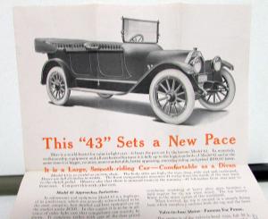 1916 Oldsmobile Model 43 Dealer Sales Brochure Folder Features & Specifications