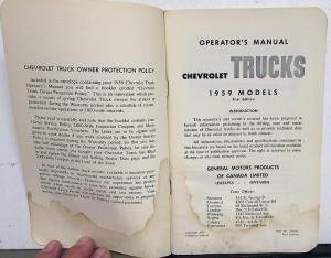 1959 Chevrolet Light Medium Heavy Duty Truck Canadian Owners Manual Original