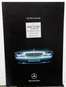 1999 Mercedes-Benz S Class Foreign Dealer Prestige Sales Brochure German Text