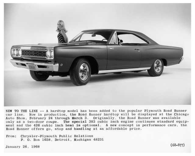 1968 Plymouth Road Runner Press Photo 0096