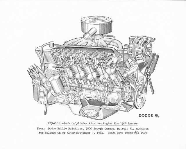 1962 Dodge Lancer 225 Cu In 6-Cylinder Illustrative Cutaway Press Photo 0205