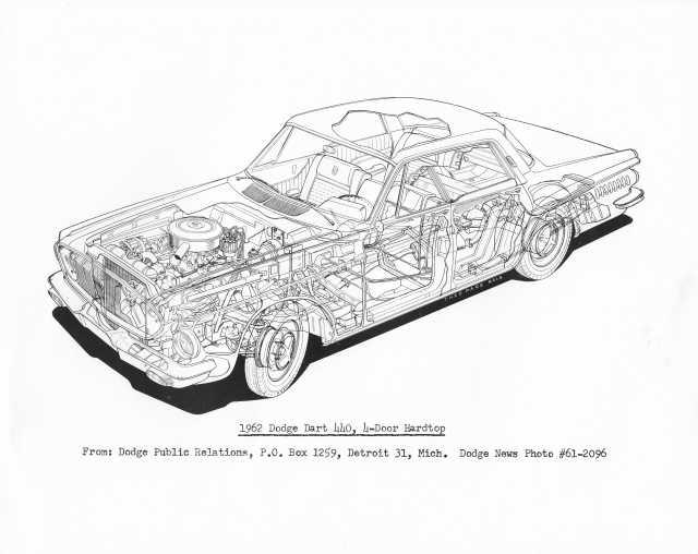 1962 Dodge Dart 440 4-Door Hardtop Illustrative Cutaway Press Photo 0211