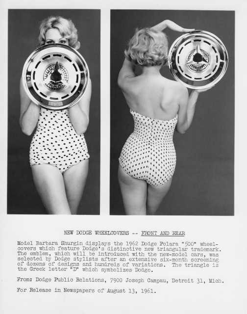 1962 Dodge Polara Wheelcovers FRONT and REAR Press Photo 0212 - Barbara Shurgin