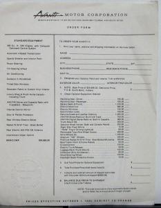 1983 Avanti II Order Form Embossed Seal by Motor Vehicle Manufacturer Assoc.