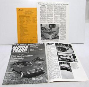 1972 1973 Avanti II Sales Brochure Spec Sheet Article Reprints & More