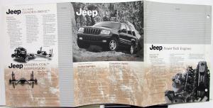 1999 Jeep Dealer Data Book Insert Grand Cherokee Wrangler Cherokee Features