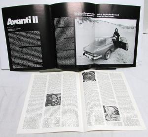 1977 Avanti II Dealer Sales Kit Brochures Data Magazine Articles W/Envelope Orig