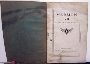 1931 Marmon 70 Information Book Owners Manual