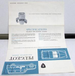 1960 Peugeot 403 Station Wagon Dealer Sales Brochure American Import Original