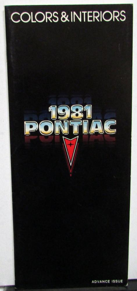1981 Pontiac Dealer Colors & Interiors Brochure Firebird Trans Am Grand Prix