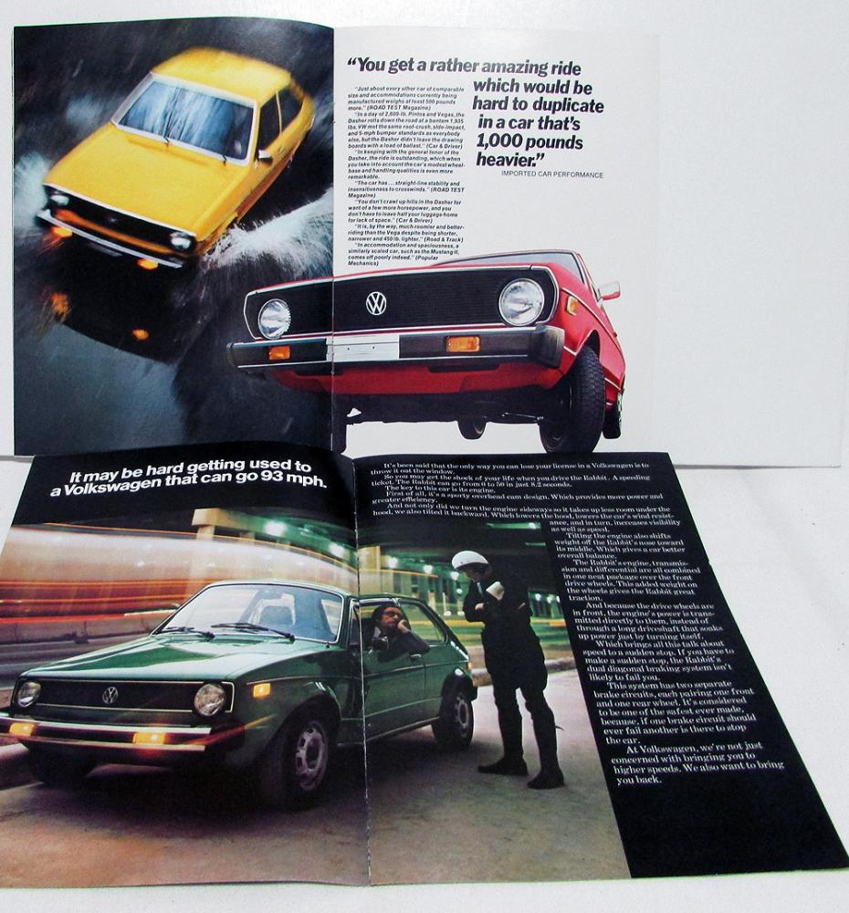 1975 Volkswagen Sales Brochure Collection Dasher Scirocco Rabbit