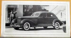 1936 Cord Sales Card Specs & Dealer Stamp on Back Auburn Auto Co Orig