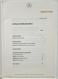 1997 Mercedes-Benz A-Klasse Informacion de Prensa - A-Class Press Kit -Spanish