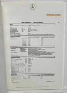 1997 Mercedes-Benz A-Klasse Informacion de Prensa - A-Class Press Kit -Spanish
