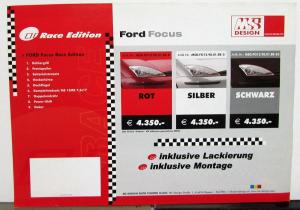 2000 Ford Focus MS Design Race Edition Foreign Dealer Sales Sheet Austria