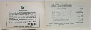 1969 Vauxhall Viva Owners Manual Handbook & Maintenance Instructions Canadian