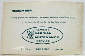 1969 Vauxhall Viva Owners Manual Handbook & Maintenance Instructions Canadian
