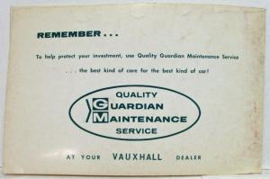 1969 Vauxhall Viva Owners Manual Handbook & Maintenance Instructions Canadian