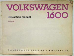 1966 Volkswagen 1600 Owners Instruction Manual - Type 3 Squareback & Fastback