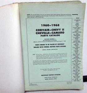 1960-1968 Chevrolet Camaro 64-8 Chevelle Chevy II Parts Catalog P&A 34 Original