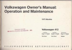 1973 Volkswagen 412 Owners Operation & Maint Manual - Type 4 - 2-Dr 4-Dr Wagon