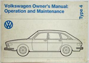 1974 Volkswagen 412 Owners Operation & Maint Manual - Type 4 - 2-Dr 4-Dr Wagon