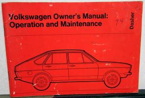 1974 Volkswagen Dasher Owners Operation & Maintenance Manual - 2-Dr 4-Dr Wagon