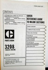 1978 1979 Caterpillar 3208 Truck Engine Parts Book Ford GMC IHC White