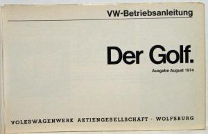 1975 Volkswagen Golf Owners Operating Manual - German Text