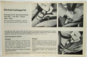 1975 Volkswagen Golf Owners Operating Manual - German Text