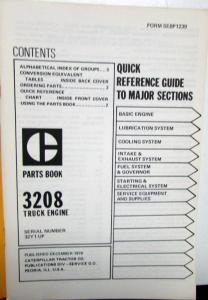 1978 1979 Caterpillar 3208 Truck Engine Parts Book GMC  Serial Number 32Y1-Up