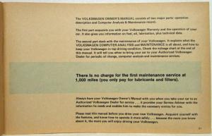 1975 Volkswagen Scirocco Owners Operation and Maintenance Manual
