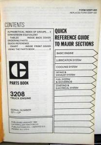 1984 Caterpillar 3208 Truck Engine Parts Book 2Z1 Up Ser Numbers Ford GMC IHC