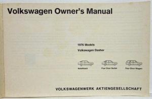 1976 Volkswagen Dasher Owners Manual - Hatchback 4-Dr Wagon