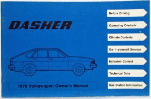 1978 Volkswagen Dasher Owners Manual