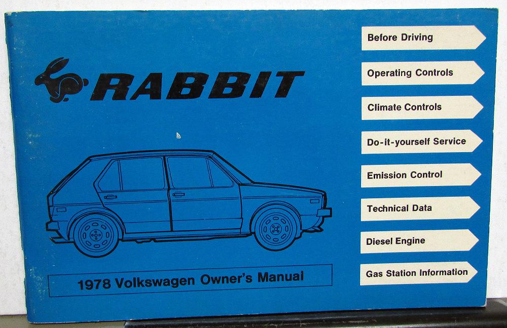 1978 Volkswagen Rabbit Owners Manual